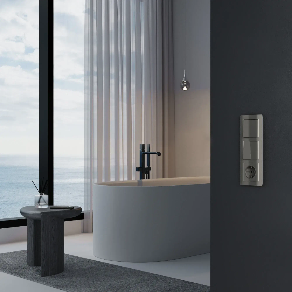 Перекрестный переключатель двухклавишный (графит акрил) W1123044