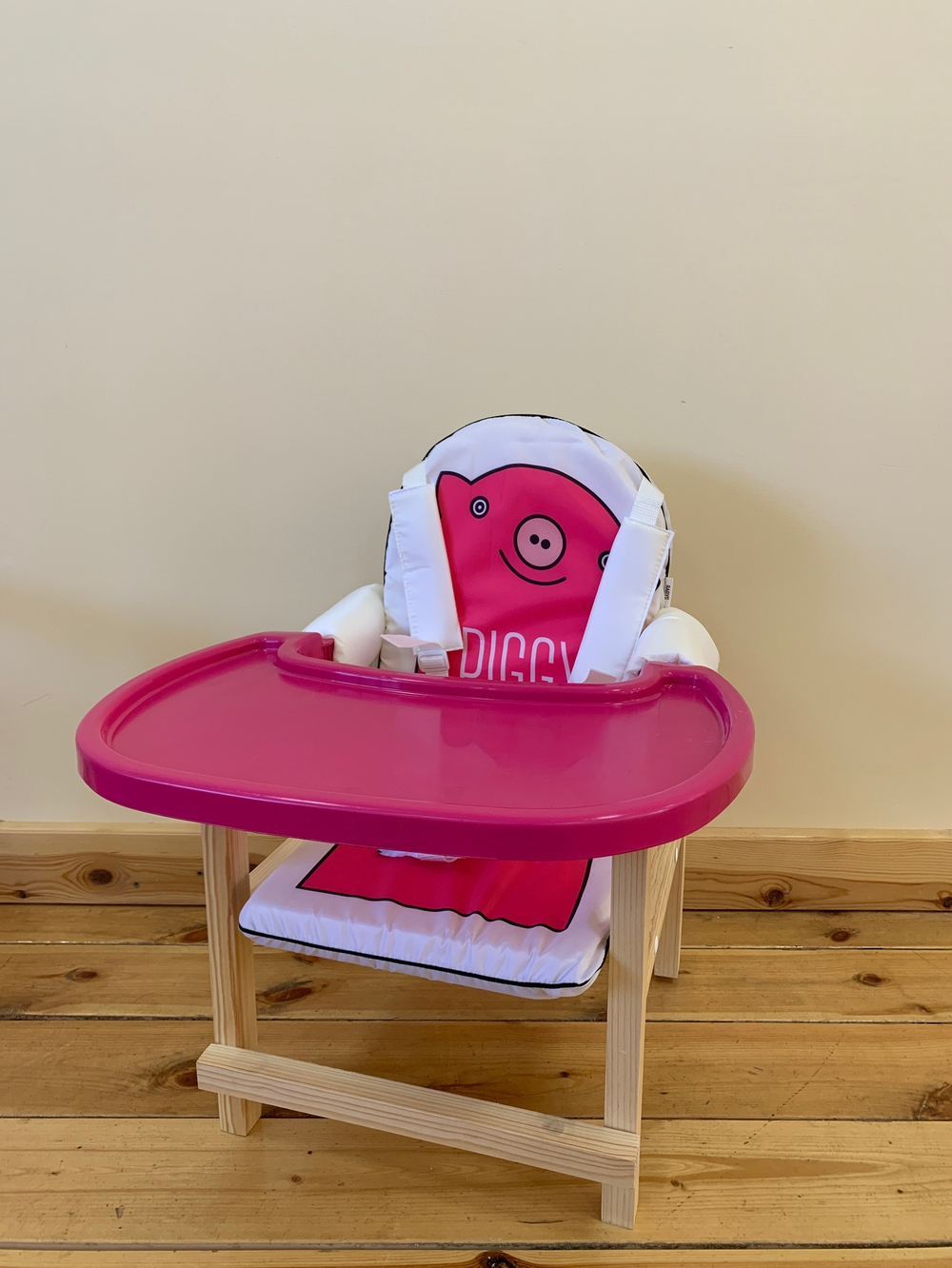 Стол-стул для кормления "PIGGY" (розовый) лакированный