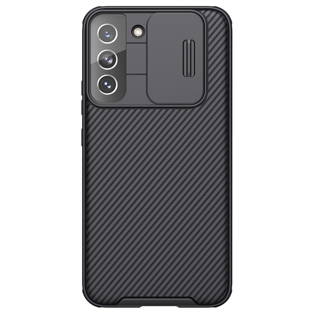 Чехол черный на Samsung Galaxy S22+ Плюс от Nillkin, серия CamShield Pro Case, с сдвижной крышкой для камеры