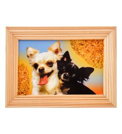 AMB-56/16 Картина «Чихуахуа» (с янтарной крошкой) дер.рамка 8х12