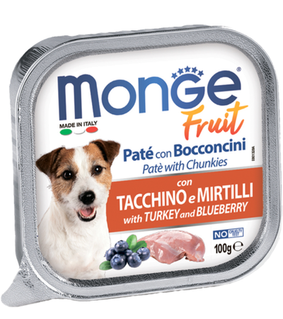 Монж Dog Fruit консервы для собак индейка с черникой 100гр.