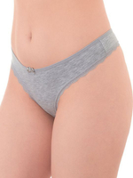 Трусики-стринги из хлопка с кружевом по ножке (Размер: XL) (Цвет: серый)