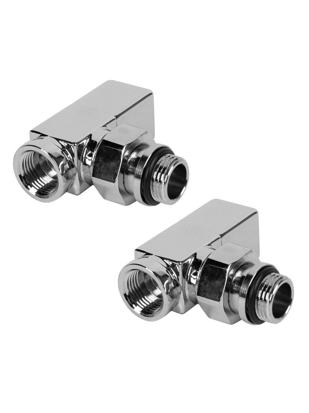 Набор дизайн-вентилей CUBE, угловой (хром) 1/2"