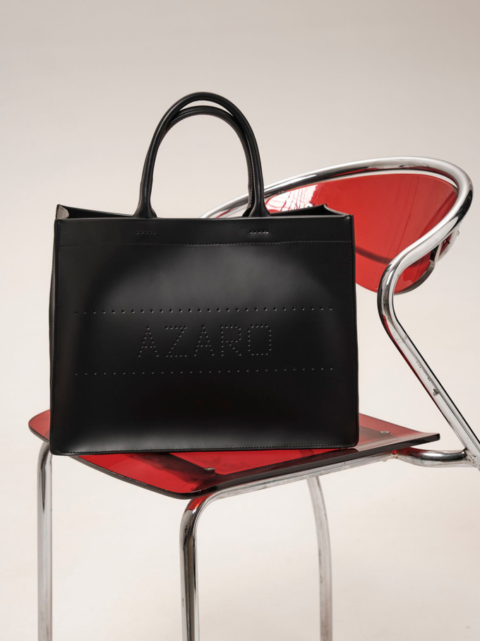 Сумка кожаная шоппер черная