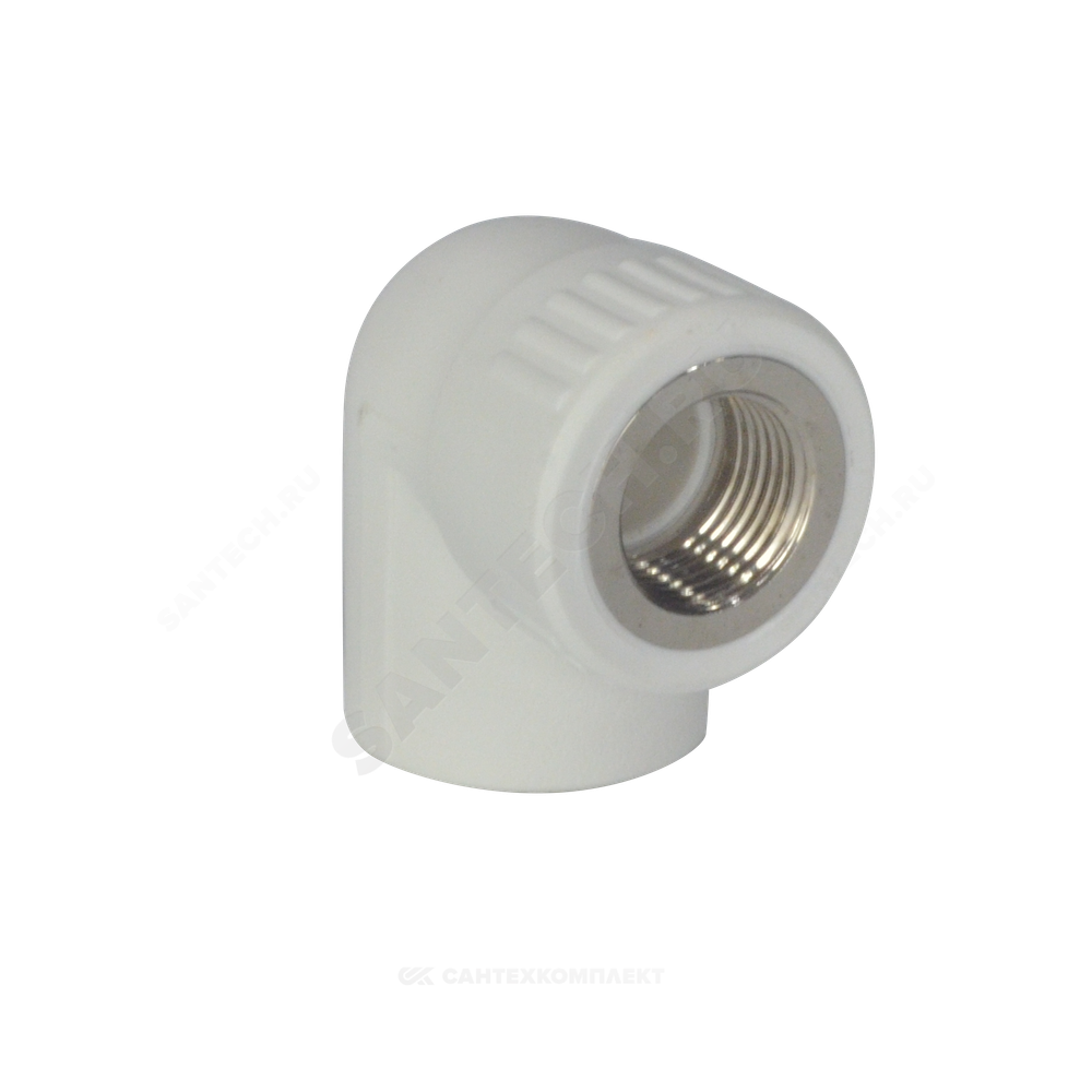Угольник PP-R комбинированный белый Дн 20х3/4"х90гр ВР ZFPCL