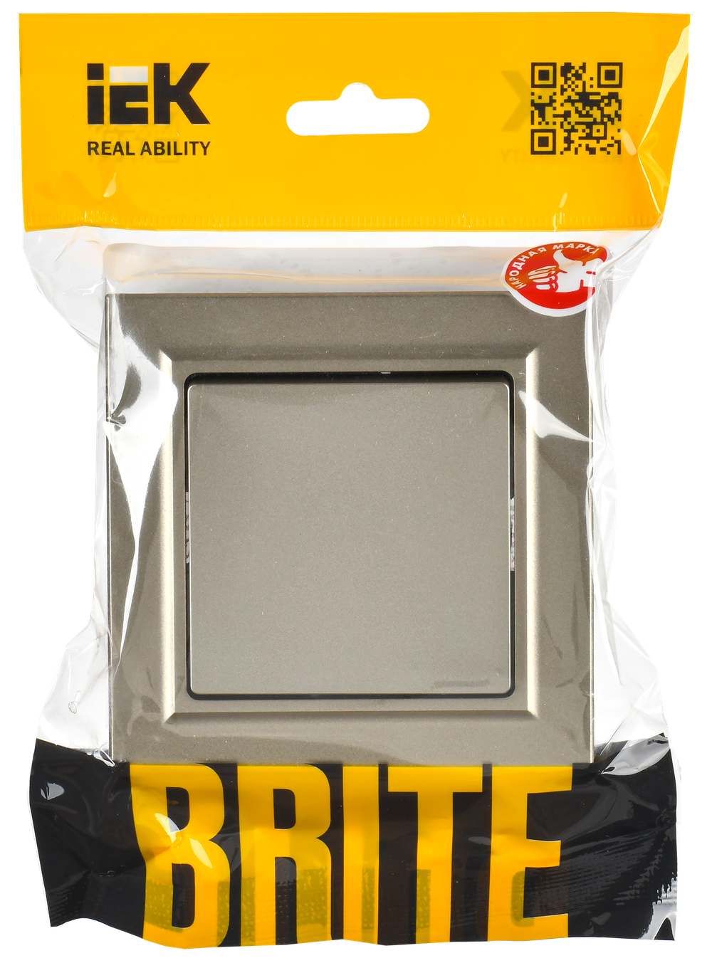 BRITE Выключатель 1-клавишный 10А в сборе ВСР10-1-0-БрШ шампань IEK