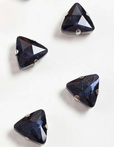 Стразы пришивные стекло в оправе "Треугольник", р. 12 мм, тёмно-синий