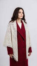 Оренбургский пуховый платок П3-130-01 белый отбеленный