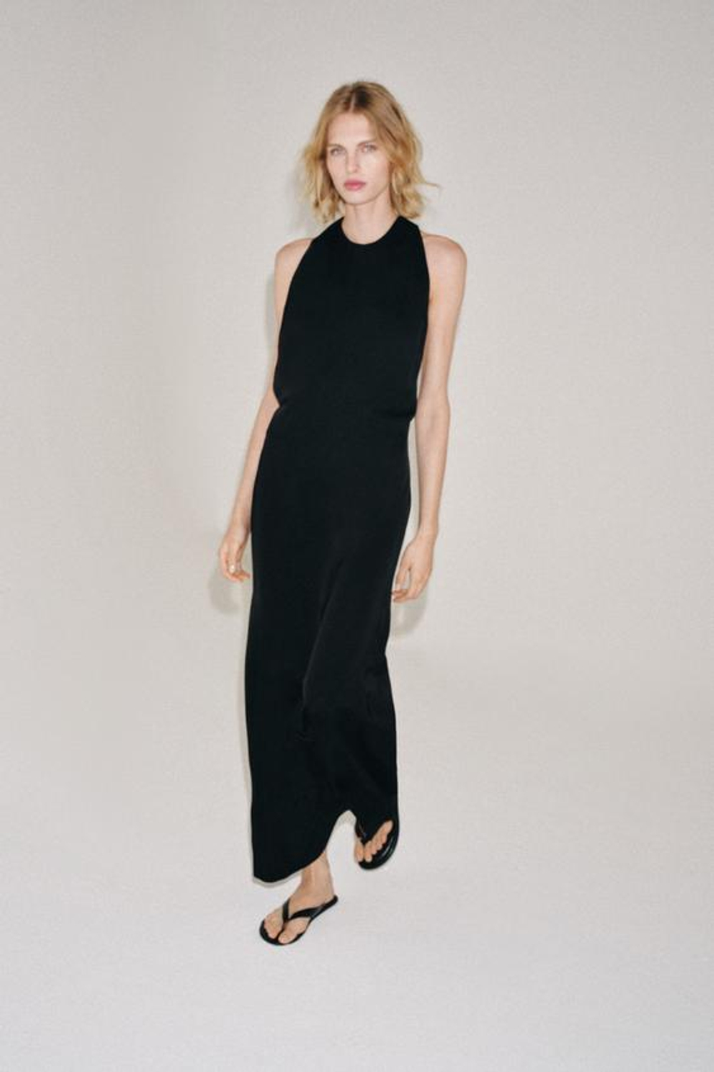ZARA АТЛАСНОЕ ПЛАТЬЕ — ZW COLLECTION, ЧЕРНЫЙ