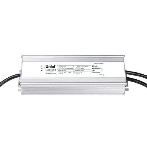 UET-L50 400W/DC24V IP67 Блок питания для прожекторов линейных DC24V, 400Вт. Алюминиевый корпус. TM Uniel