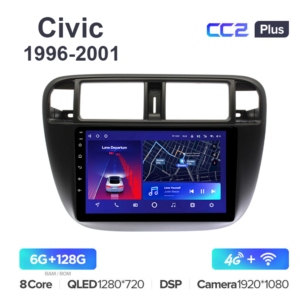 Teyes CC2 Plus 9"для Honda Civic 1996-2001  (прав)