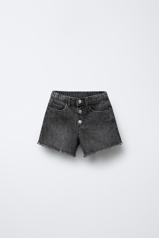 ZARA ДЖИНСОВЫЕ ШОРТЫ С КАРМАНАМИ «СЕРДЦА», ЧЕРНЫЙ