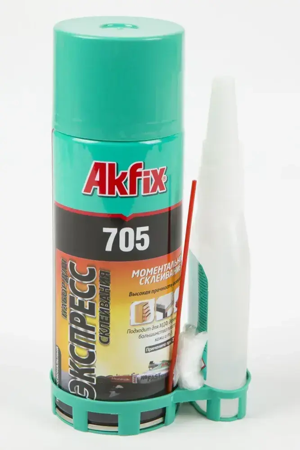 Набор для экспресс склеивания Akfix 705 (активатор 400 мл + клей 125 гр) двухкомпонентный для дерева, ткани, резины, кожи, обуви, пластика