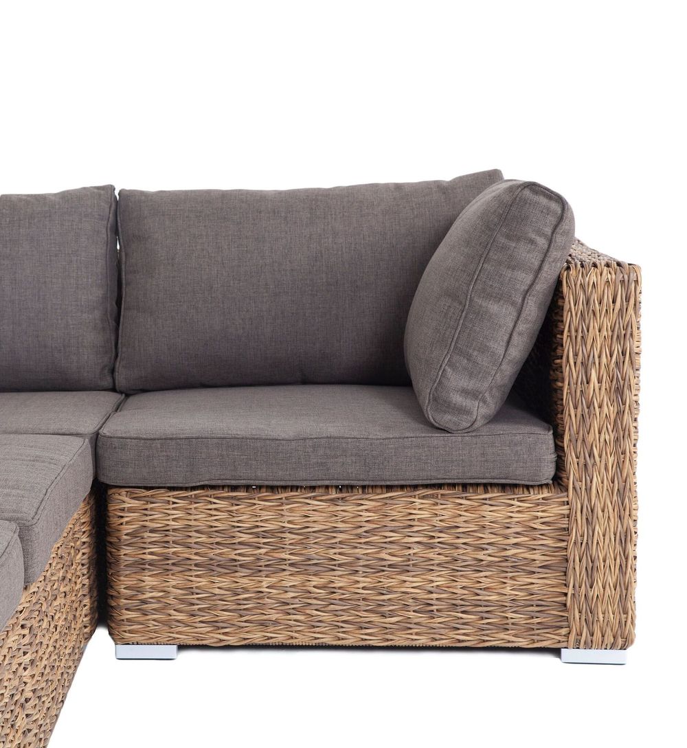 "Лунго" трансформирующийся диван из искусственного ротанга (гиацинт), цвет соломенный