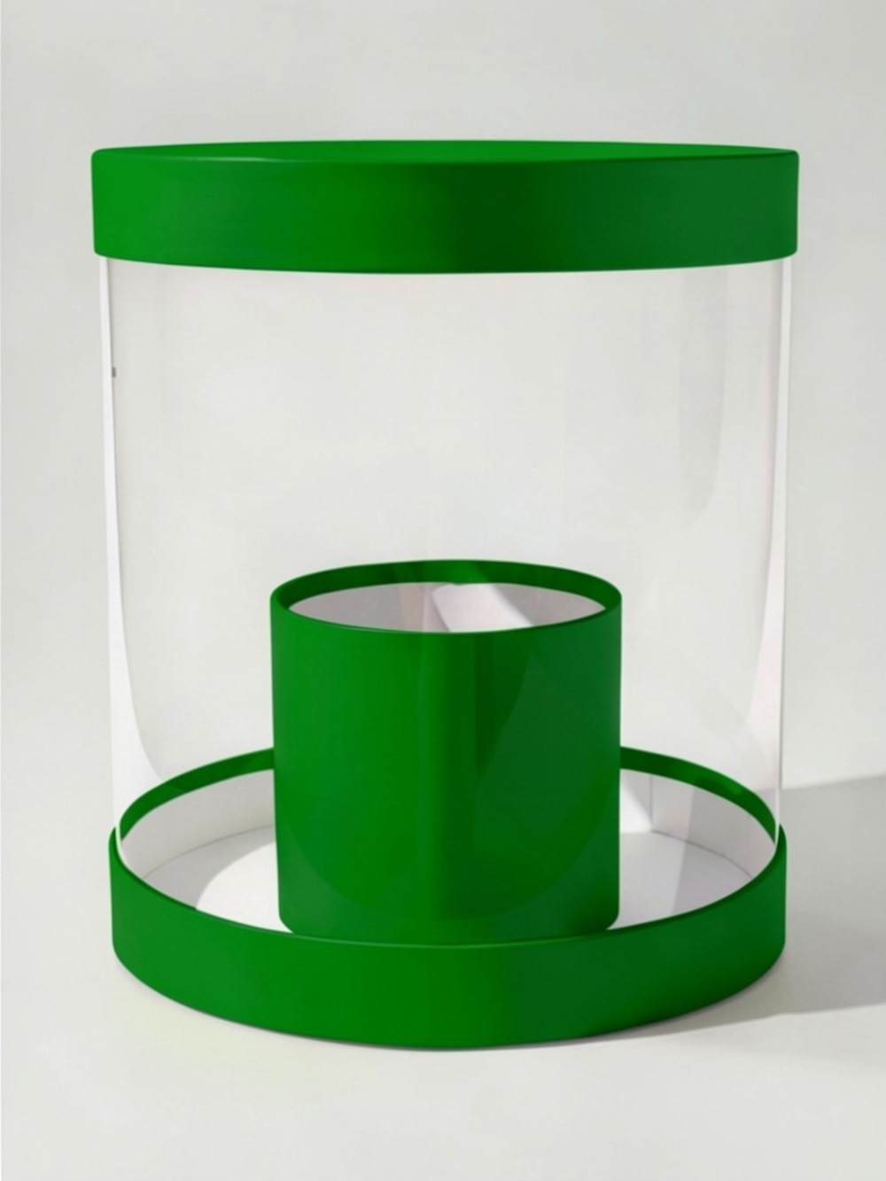 Плотная коробка-аквариум для торта с прозрачными стенками Цвет :Лесной зеленый.