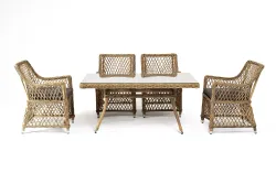 "Латте–140 L" обеденная группа плетеная, цвет соломенный