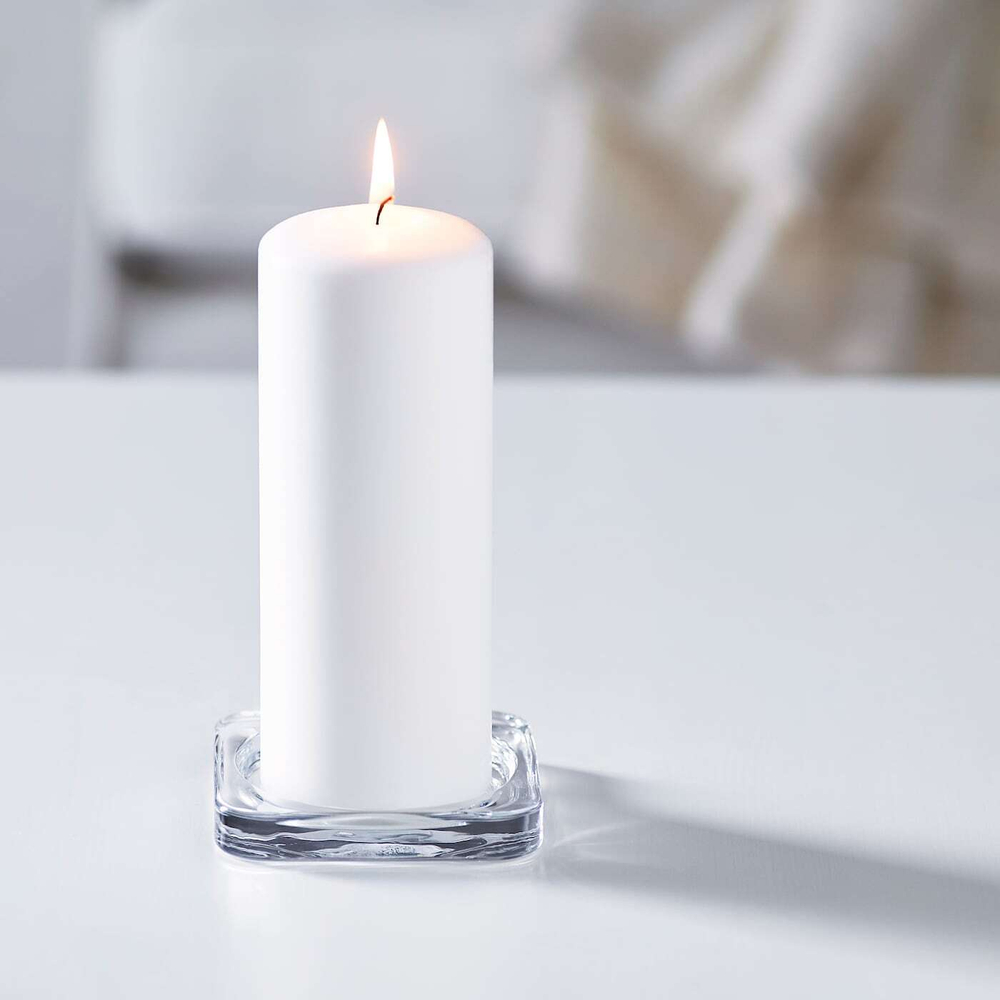 IKEA GLASIG  (ИКЕА ГЛАСИГ)  -  Подсвечник, прозрачное стекло, 10x10 см