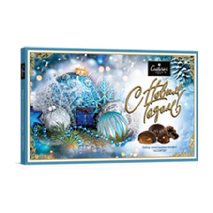 Набор конфет "АССОРТИ" СИНЯЯ с начинками Крем-Брюле/Помадно-сливочная/Крем-шоколад 250г