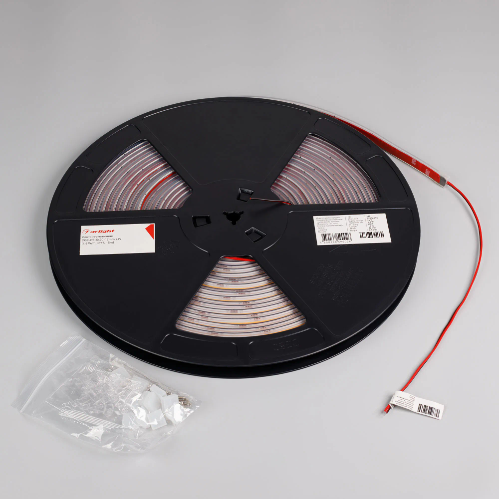 Светодиодная лента герметичная COB-PS-X420-12mm 24V White6000 (4.8 W/m, IP67, 15m) (Arlight, 5 лет) 049053