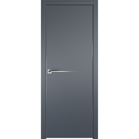 Фото межкомнатной двери экошпон Profil Doors 12E антрацит с алюминиевым молдингом матовая алюминиевая кромка с 4-х сторон