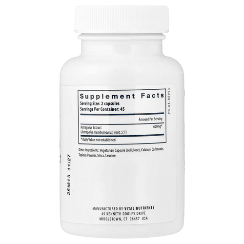 Vital Nutrients, экстракт корня астрагала, 90 веганских капсул (300 мг в 1 капсуле)
