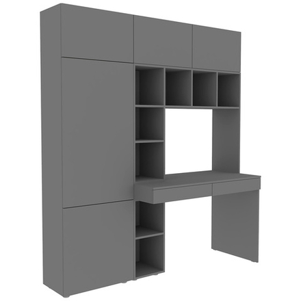 Стол письменный со стеллажом и шкафом КарИВи 1800 Темно-серый Темно-серый