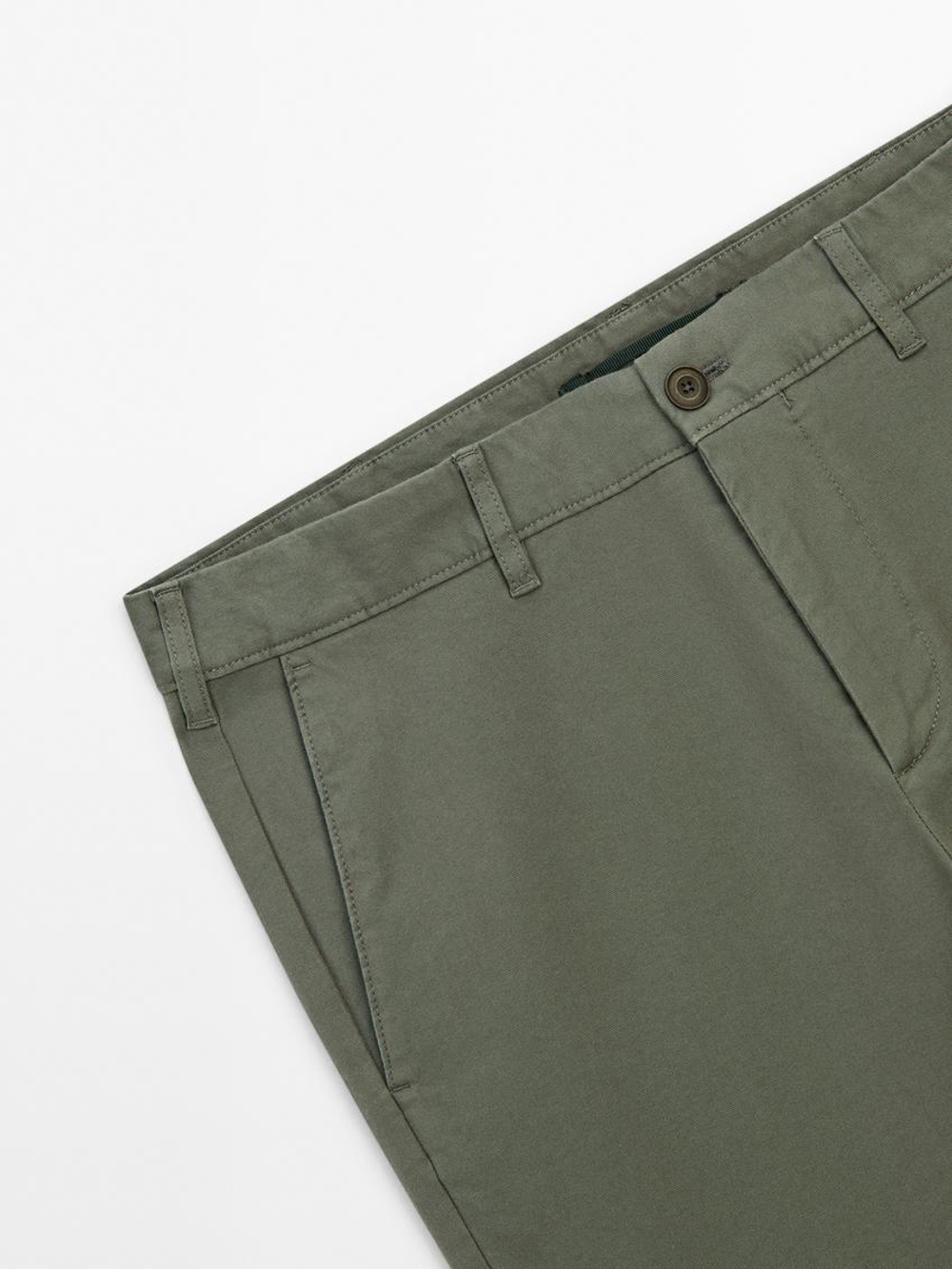 Massimo Dutti Зауженные холщовые брюки, зеленый