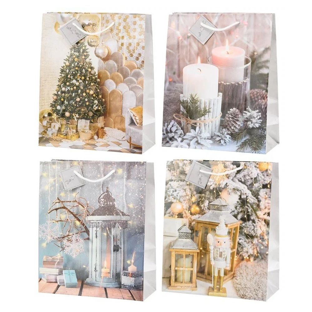 Подарочный пакет Basir, серия "Новогодний декор", бумажный, цветной с рисунком ассорти, размер 18*23*9 см Подарочный пакет Basir, серия "Новогодний декор", бумажный, цветной с рисунком ассорти, размер 18*23*9 см