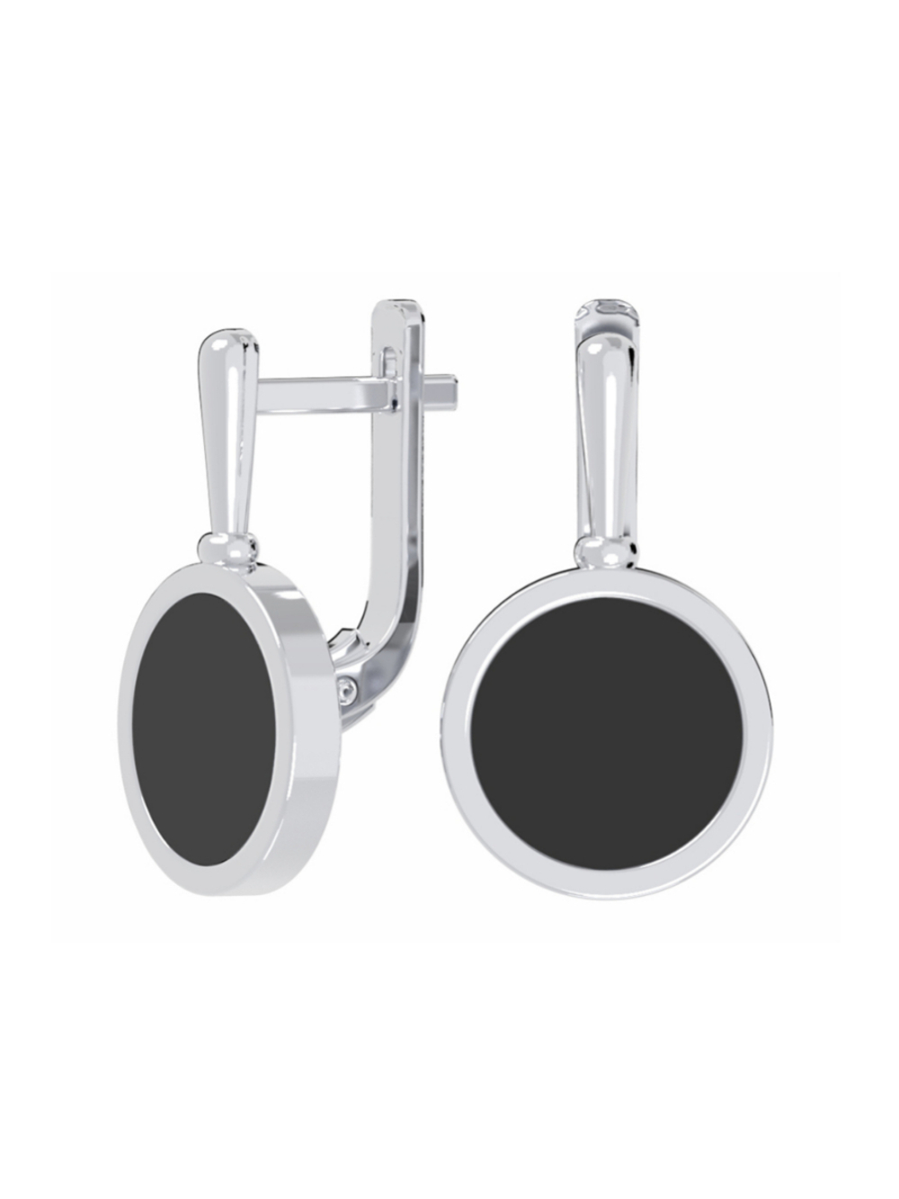 Серьги с черным агатом 2101624-00185 серебро 925 проба