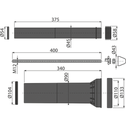 Kомплект принадлежностей к унитазу с удлиненными деталями M9000  для людей с ограниченными физ. возм.