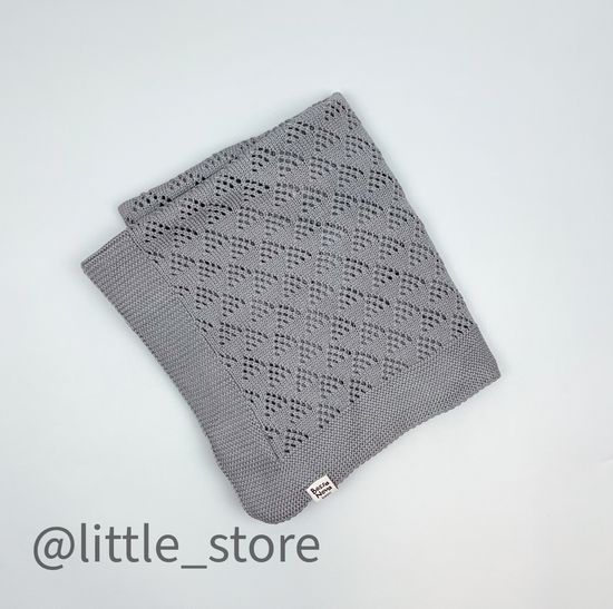 Плед вязаный Ажурный, Темно-серый