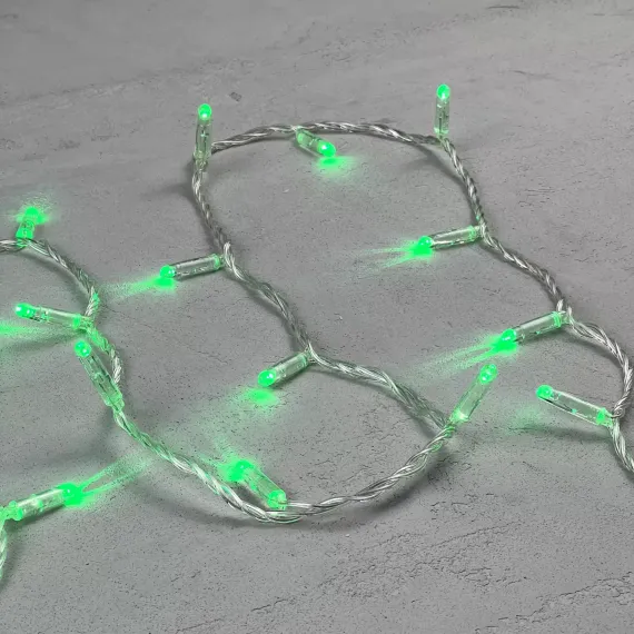 Светодиодная гирлянда с колпачком 100 зеленых LED ламп 10 м., 220-230 В., прозрачный провод ПВХ, IP65, LTC (PST100CAP-10-2G)