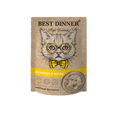 Best Dinner High Premium 85 г - консервы (пакетик) для кошек с курицей (в желе)