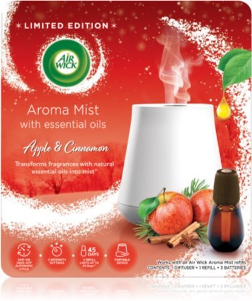 Air Wick ароматический диффузор с наполнением + батареи White Difuser Aroma Mist Magic Winter Apple &amp; Cinnamon