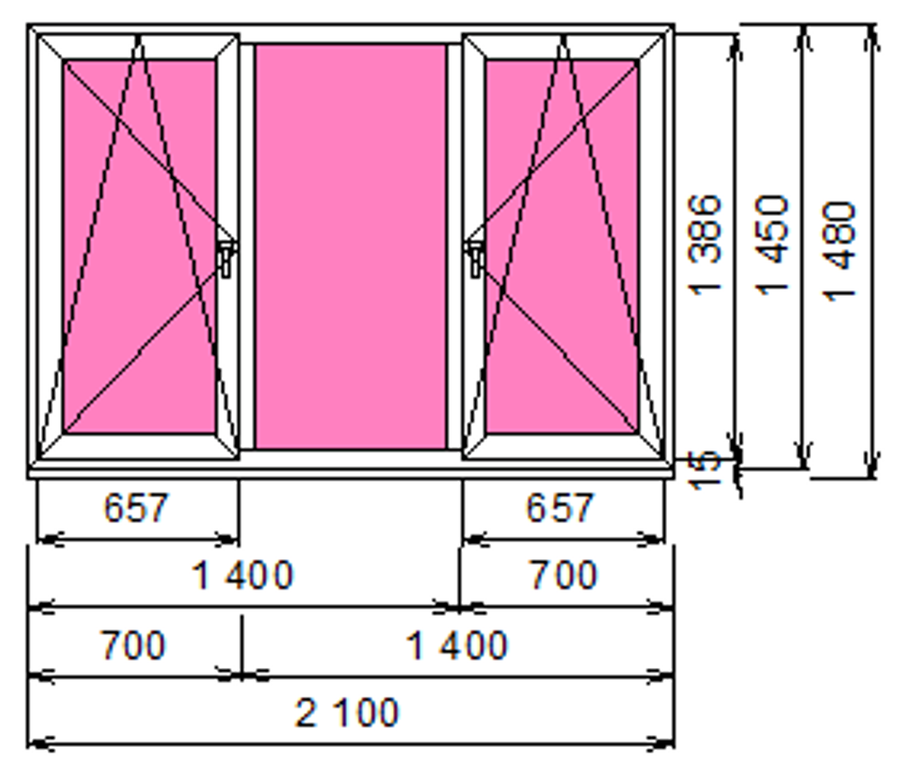 Пластиковое окно 1450 х 2100 ТермА Эко