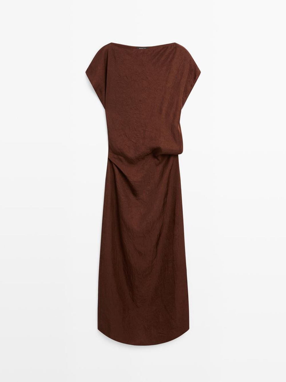 Massimo Dutti Длинное платье со сборкой на поясе, бордо