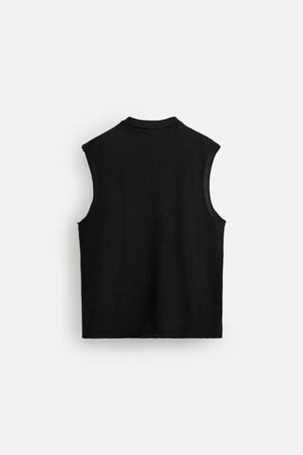 ZARA ФУТБОЛКА БЕЗ РУКАВОВ, ЧЕРНЫЙ