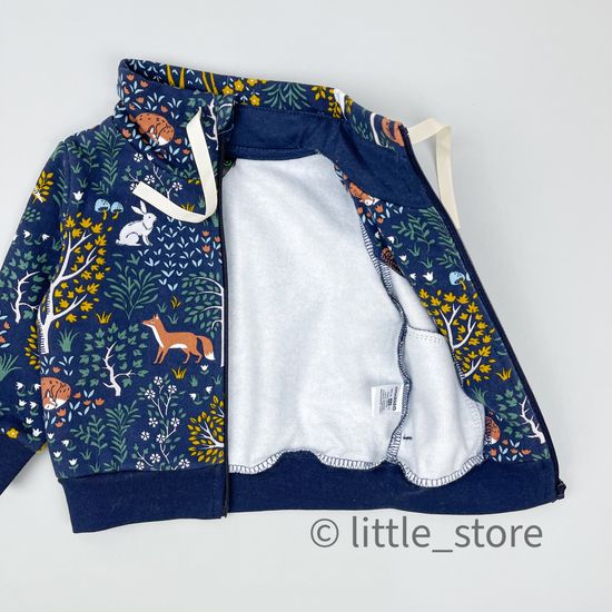 Толстовка из футера с начесом "Осенний лес" индиго