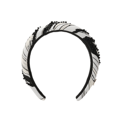 Ободок с принтом расшитый черным бисером