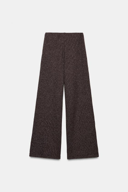 ZARA ШИРОКИЕ БРЮКИ ИЗ МЯГКОЙ ТКАНИ, КОРИЧНЕВЫЙ МЕЛАНЖ