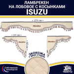 Ламбрекен с косынками двусторонние Isuzu (экокожа, бежевый, бежевые кисточки)