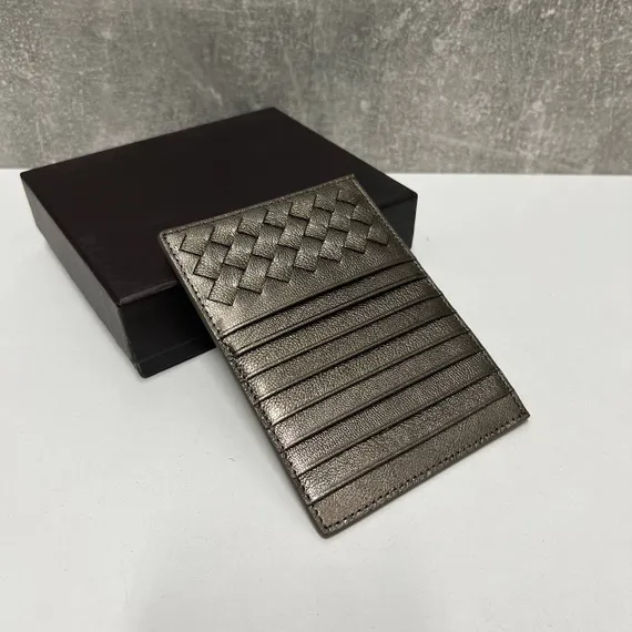 Кожаный картхолдер Bottega Veneta черный