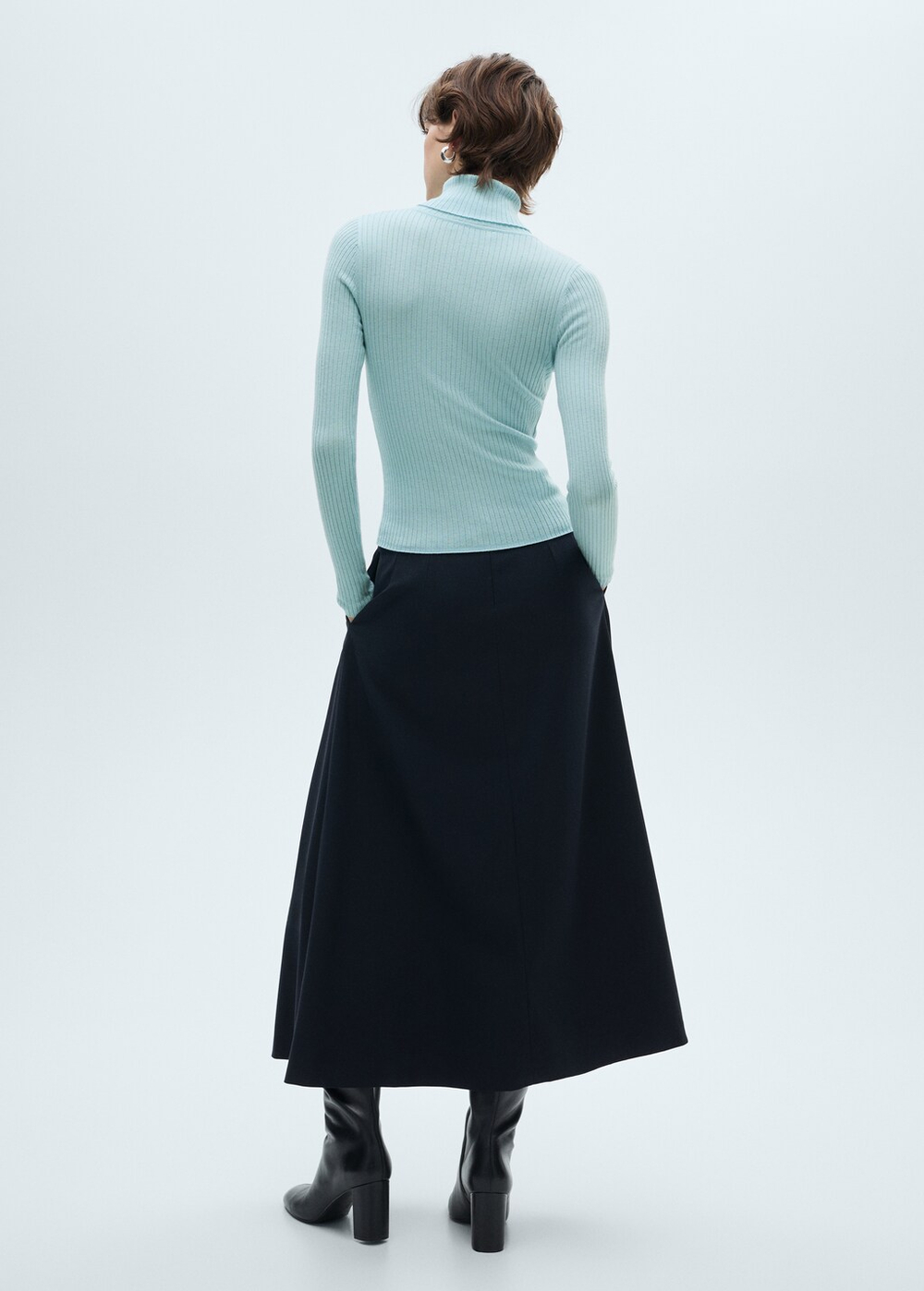 Джемпер из смесовой шерсти с воротником с отворотом