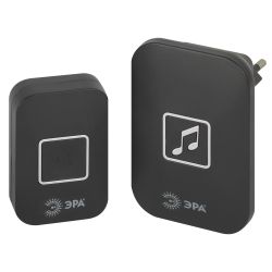 Звонок дверной ЭРА С97 беспроводной, от сети, черный, 60 мелодий