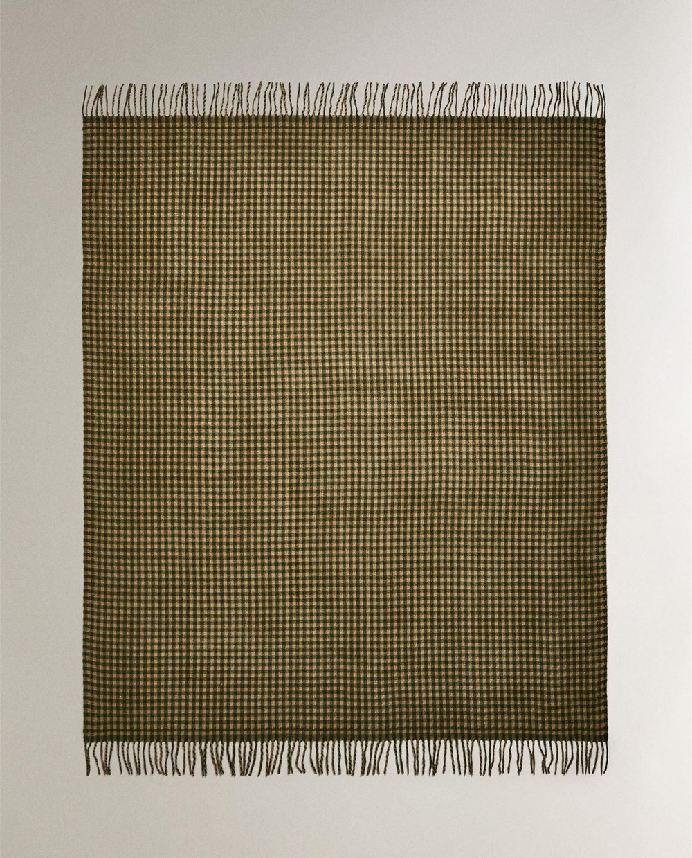 Zara Home - Клетчатый плед с бахромой, зеленый, 140x190 см