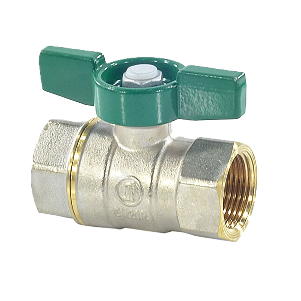 Кран шаровой латунь хром R251W Ду 32 Ру42 ВР бабочка зеленая Giacomini R251WX026