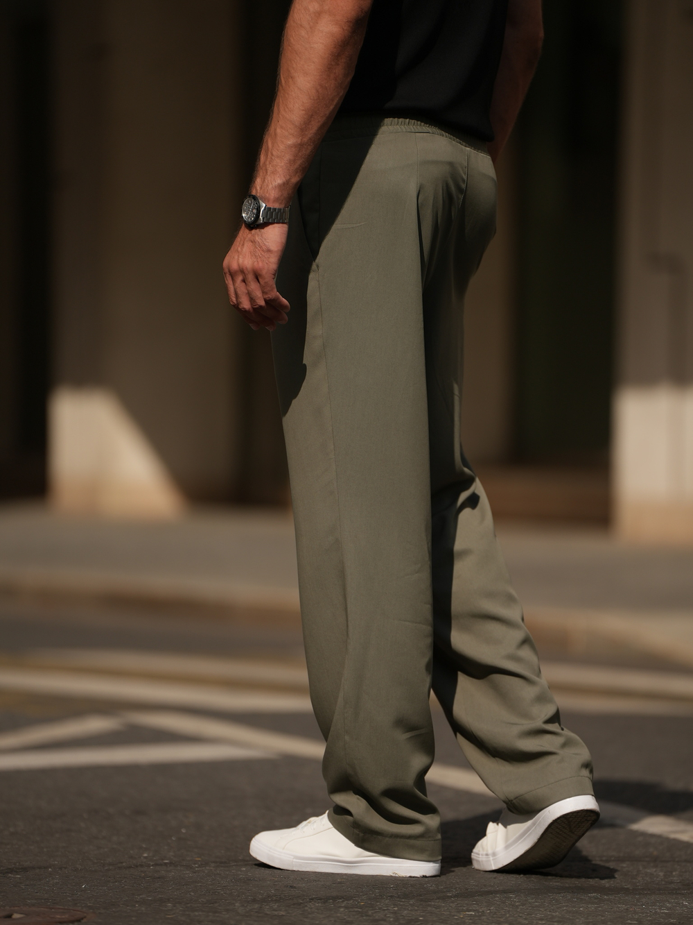 Брюки широкие легкие | olive
