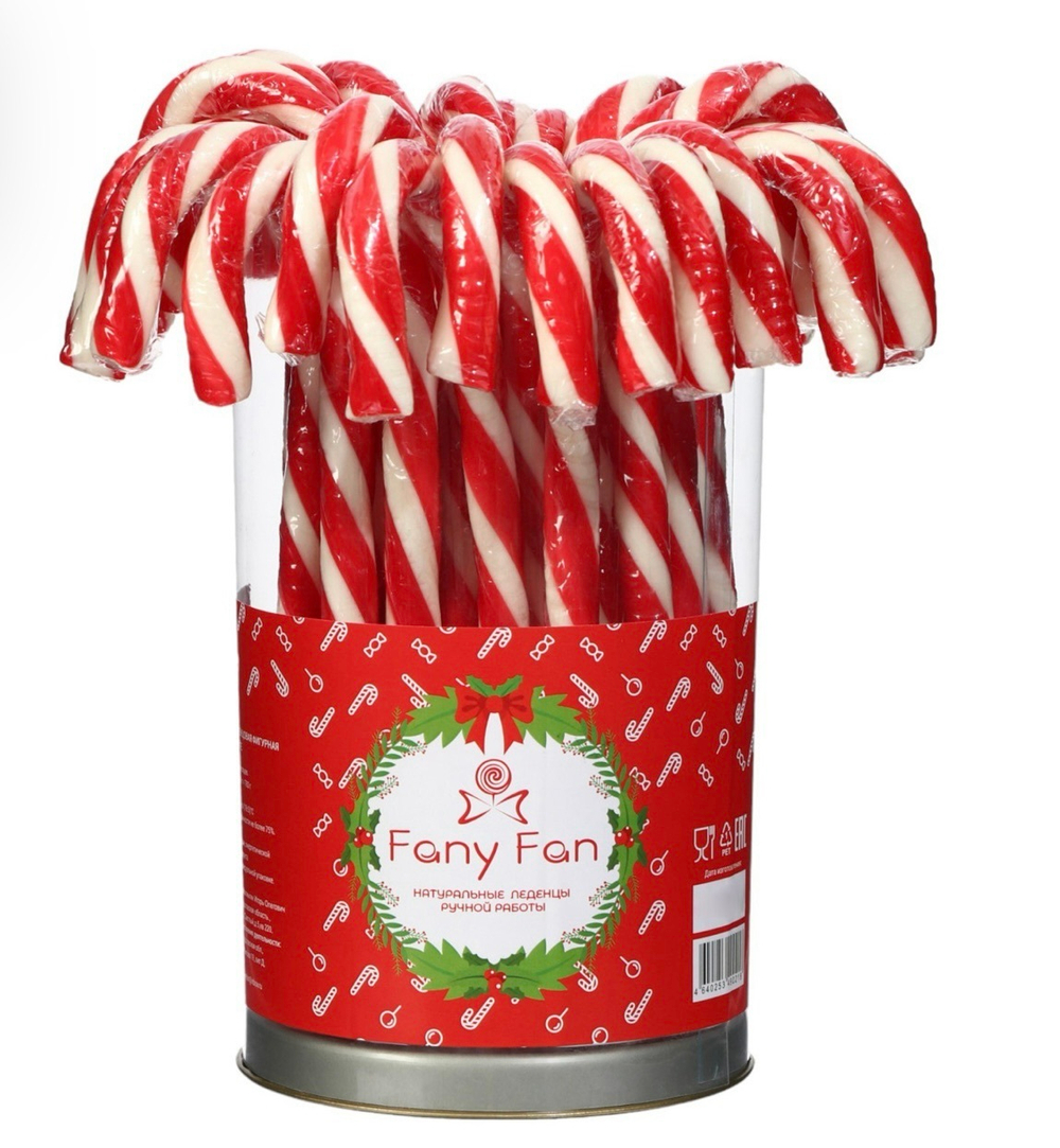 Карамель леденцовая новогодняя Fany Fan, трость, со вкусом клубники, 26 г