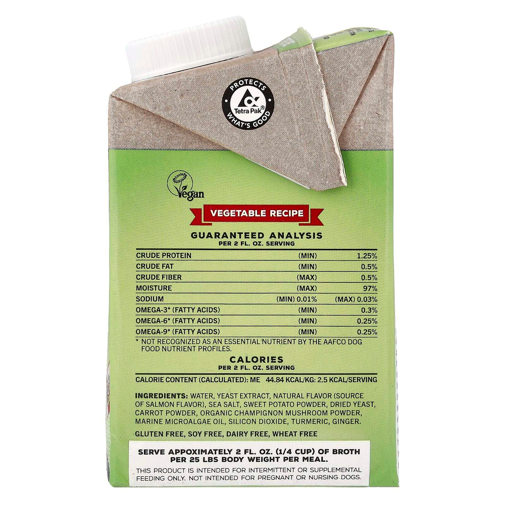 Brutus Bone Broth, Skin &coat, рецепт с овощами, для собак любого возраста, со вкусом лосося, 500 мл (16,9 жидк. унции)