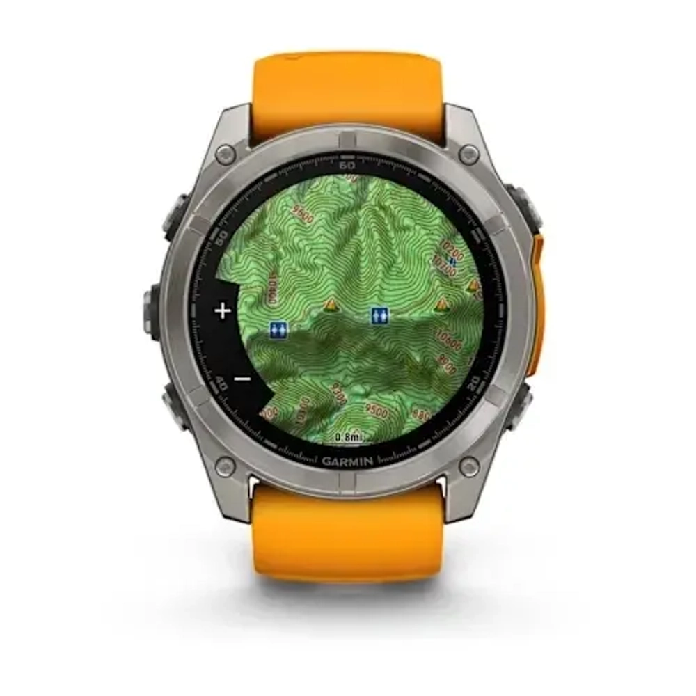 Умные часы Garmin Fenix 8 51mm, Sapphire, Titanium with Spark Orange/Graphite Silicone Band